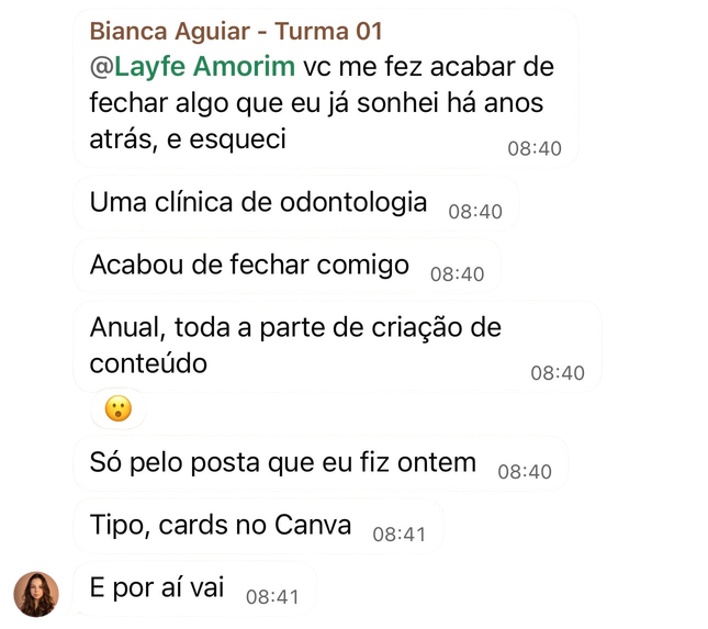 Depoimento de Bianca Aguiar, Turma 01